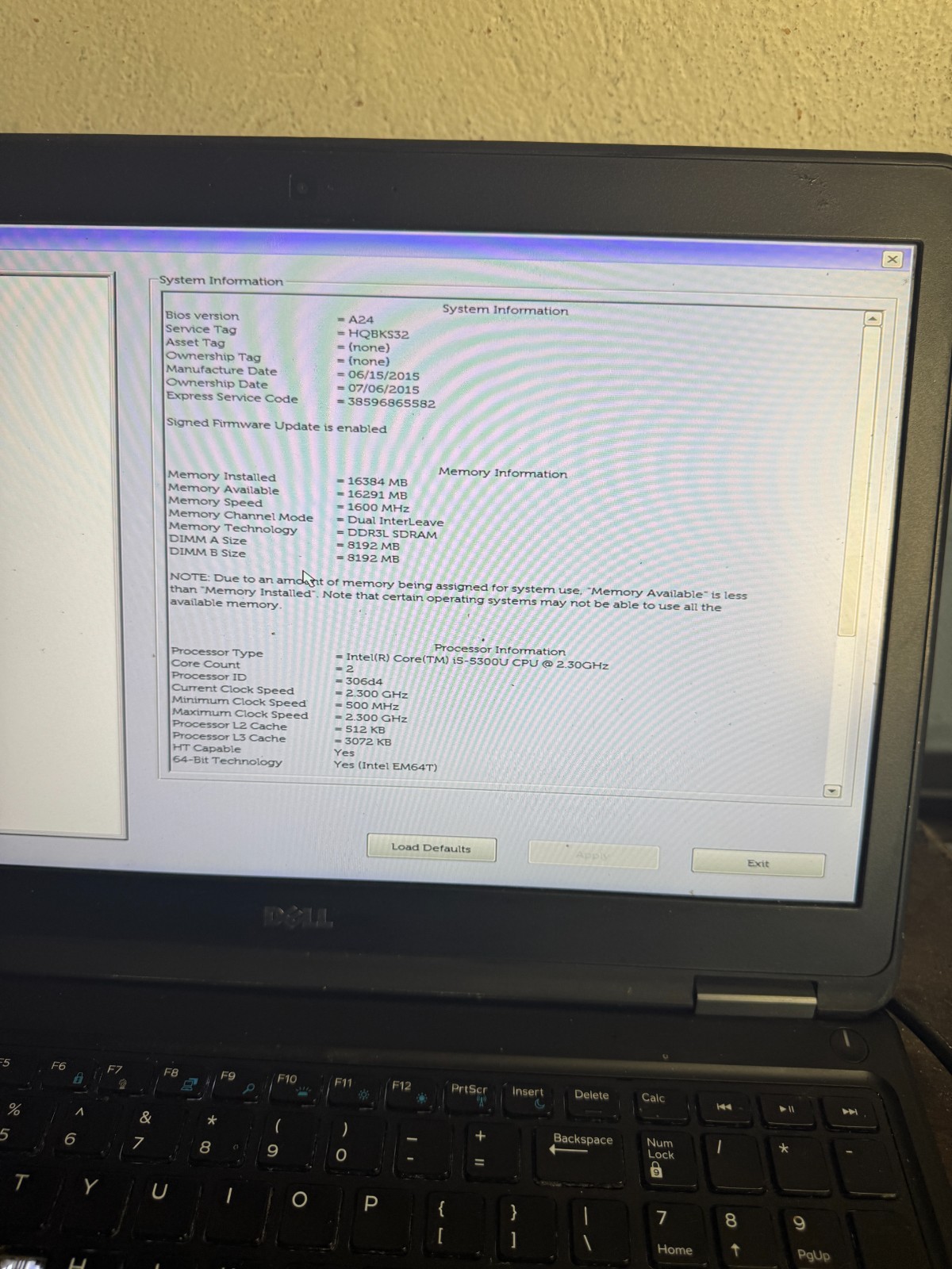 Dell Latitude E5550 Core I5-5300 16GB RAM Laptop for repair #5664