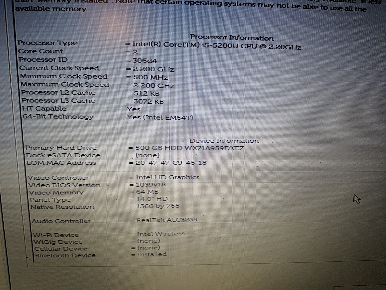 Dell Latitude E5450 (i5-5200U, 8GB Ram, 466GB HD) Win 10 + Charger – WORN KEYS