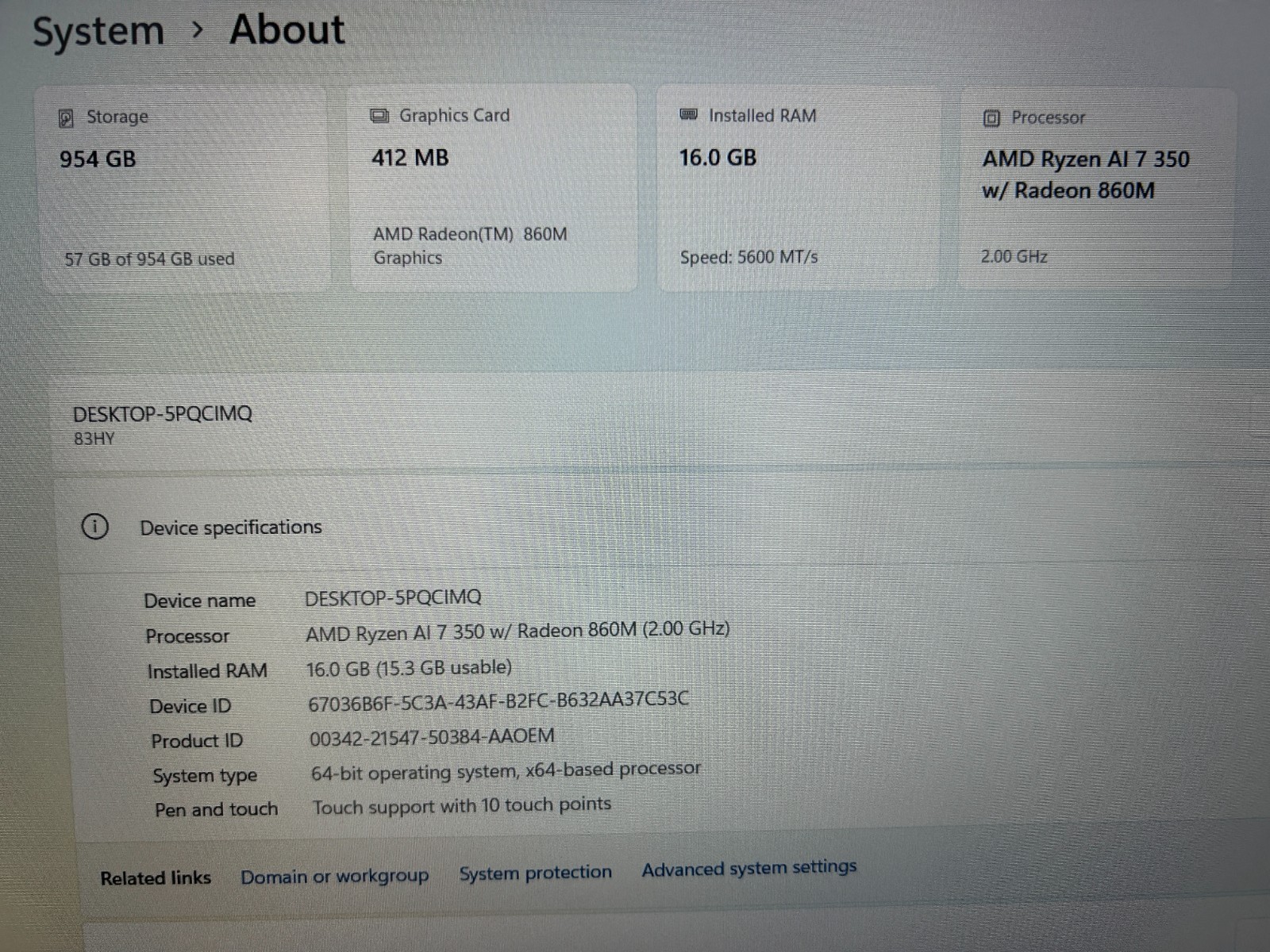 Lenovo IdeaPad Slim 5 16AKP10, AMD Ryzen AI 7 350, 2.00 GHz 16 GB RAM, 1 TB NVMe