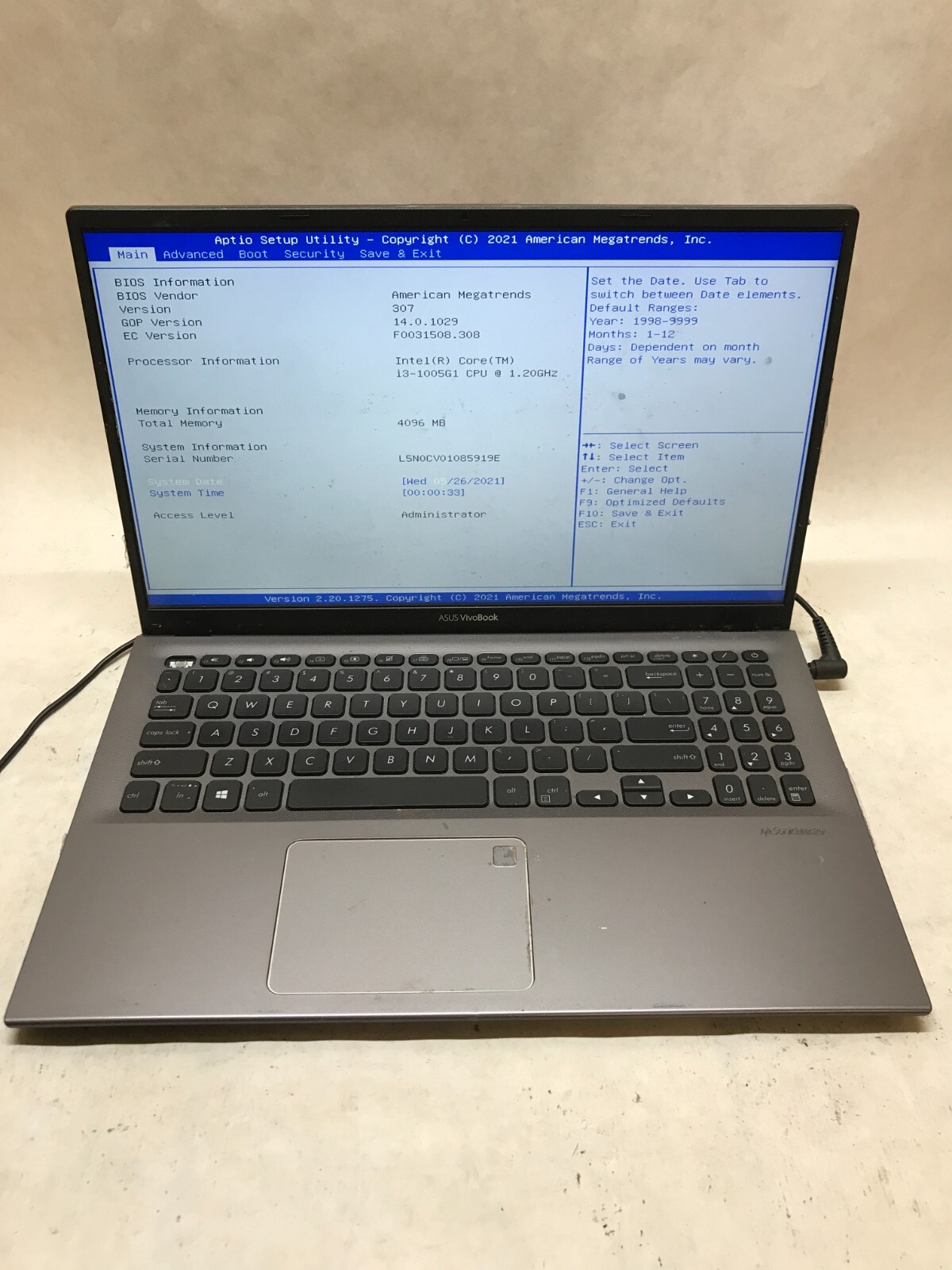 Asus VivoBook 15 F512JA-AS34 15″ Laptop Intel i3-1005G1 1.2GHz 4GB RAM *Read* DW