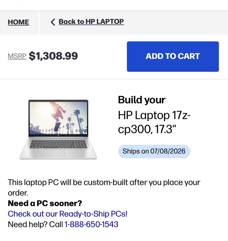HP Laptop 17z-cp300 17.3″ AMD Ryzen 5 7430U 16GB RAM 1TB SSD Silver