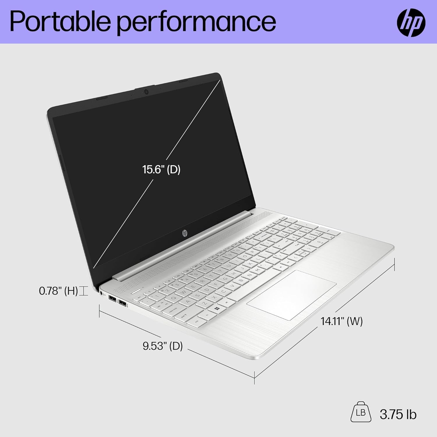 HP 15″ HD Laptop AMD Ryzen 5 5500U, 8 GB RAM, 256 GB SSD, AMD Radeon Graphics