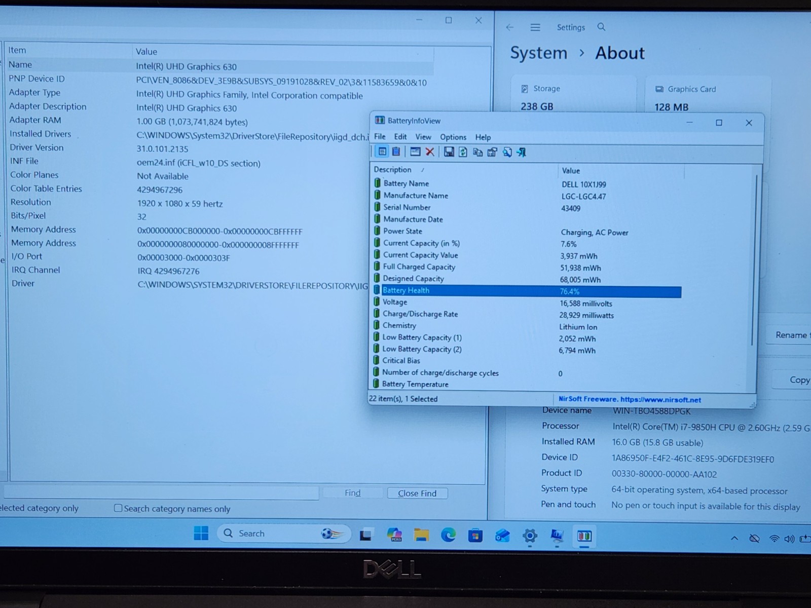 DELL Latitude 5501 15″ Laptop i7-9850H 2.6 GHz 16GB RAM 256GB SSD W11P + AC