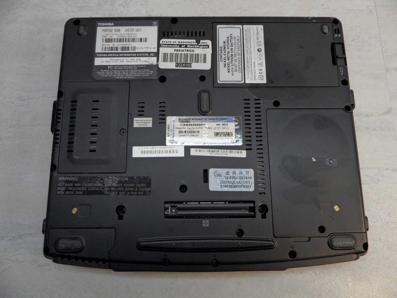 Toshiba Portege M200 PPM20U-004JD4 Parts Laptop 1.7Ghz No Hd Post Bios