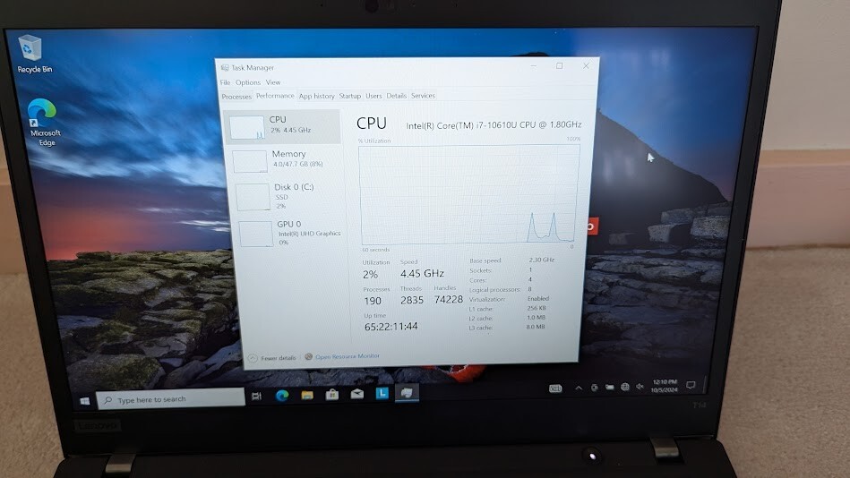Lenovo T14 G1 i7-10610U 48GB RAM/500 GB SSD – Win 10 Pro TOUCHSCREEN