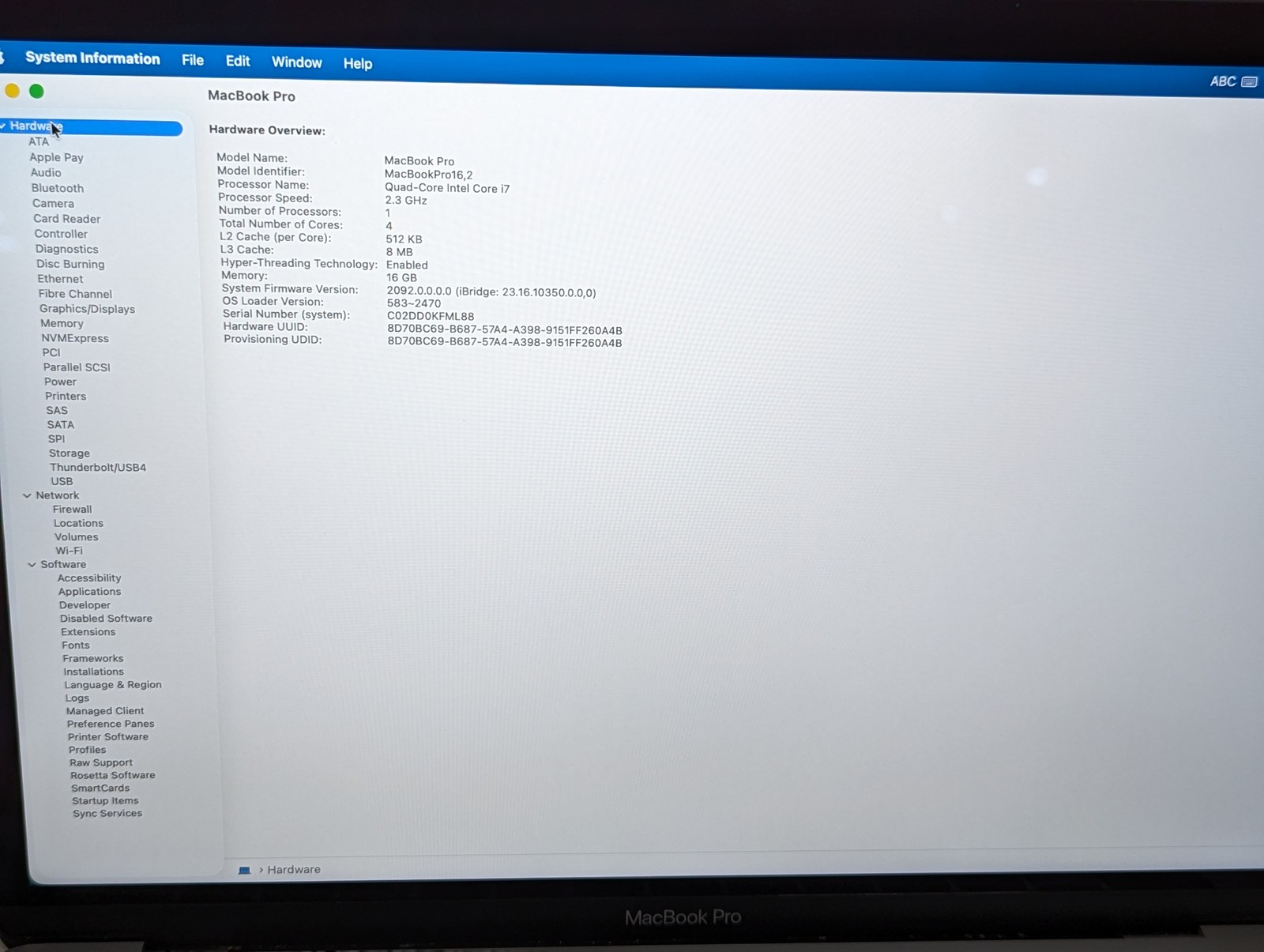 Apple MacBook Pro A2251 2020 13″ i7 2.30GHz 16GB RAM 1TB Grade D