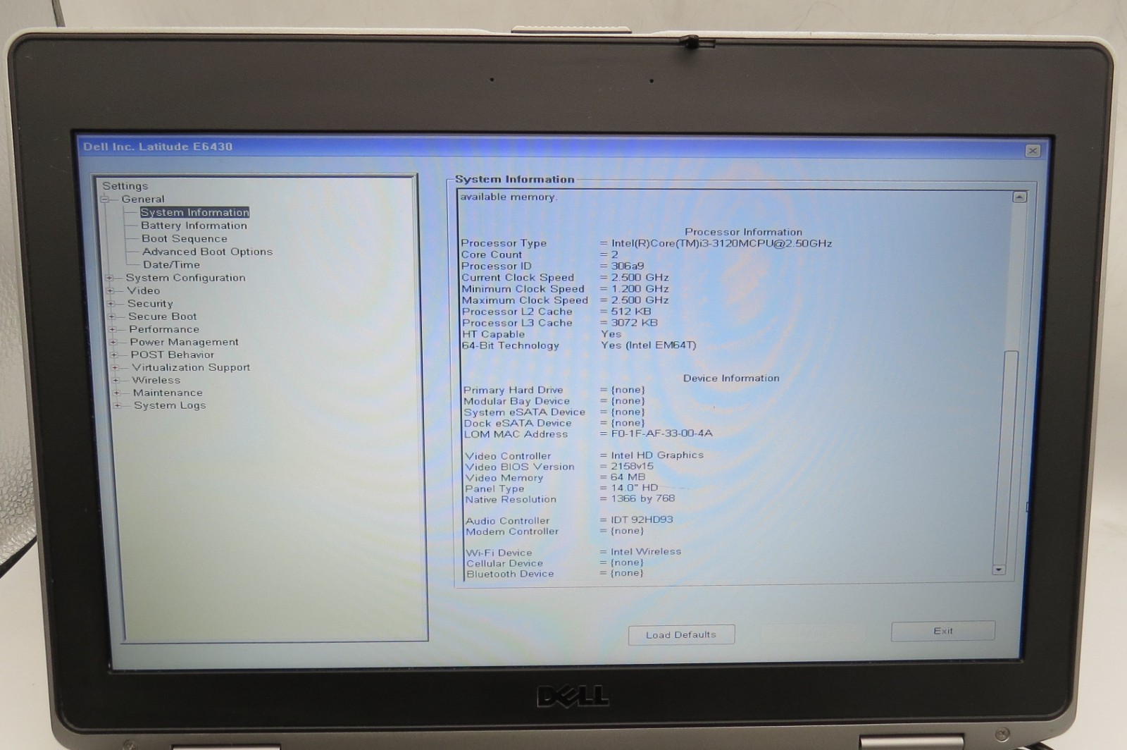 Dell Latitude E6430-14″-i3-3120M@2.5GHz-8GB RAM-NO STRG-NO OS-NO BATTERY