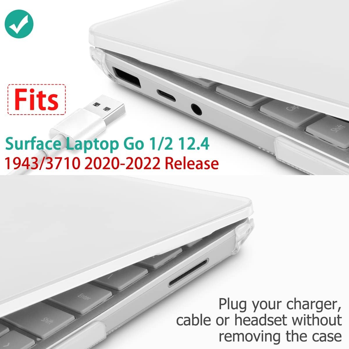 Compatible with Microsoft Surface Laptop Go 3 Go 2 Go 1 12.4 Inch Plastic Case