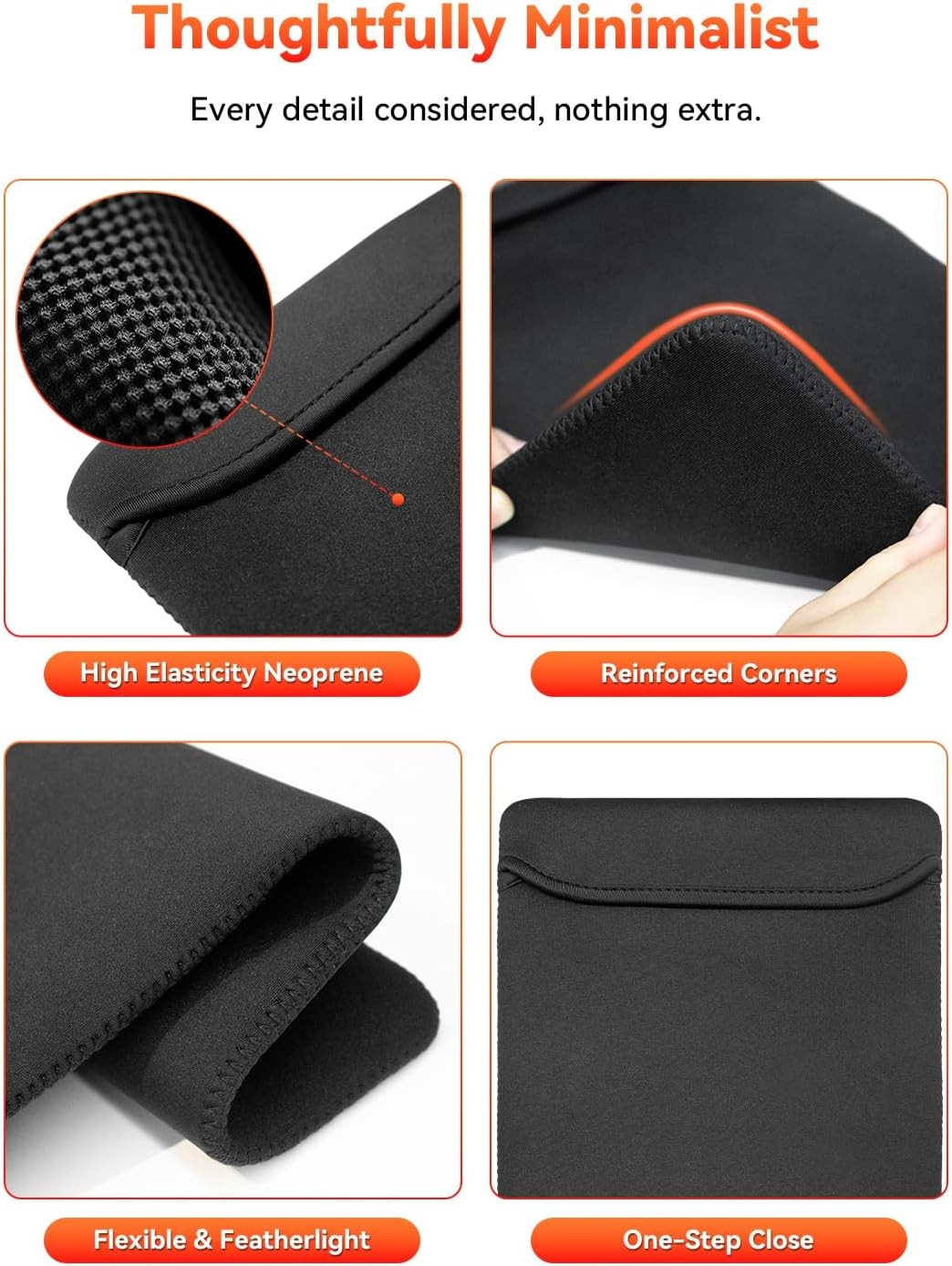 15.6″ Portable Monitor Sleeve Bag, Water Resistant Neoprene Cover for Travel Lap