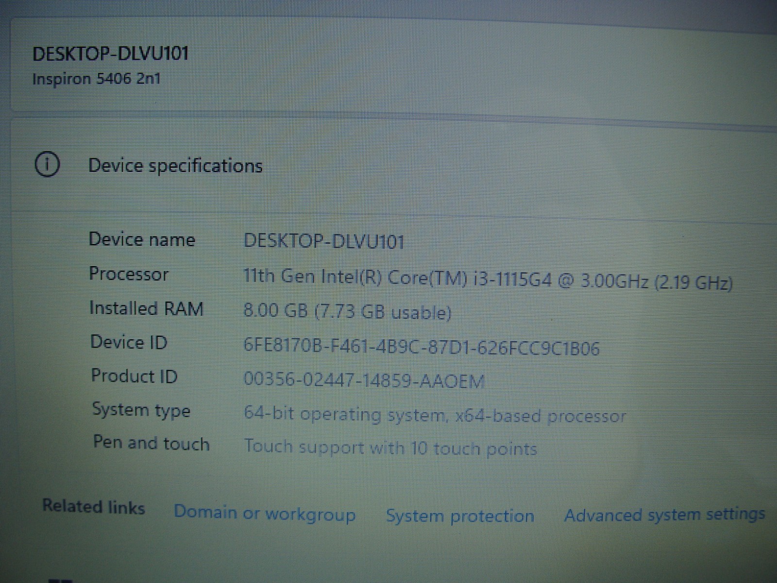 Dell Inspiron 5406 2-in-1 14″ HD Touch Core i3-1115G4 3GHz 8GB 256GB +Charger