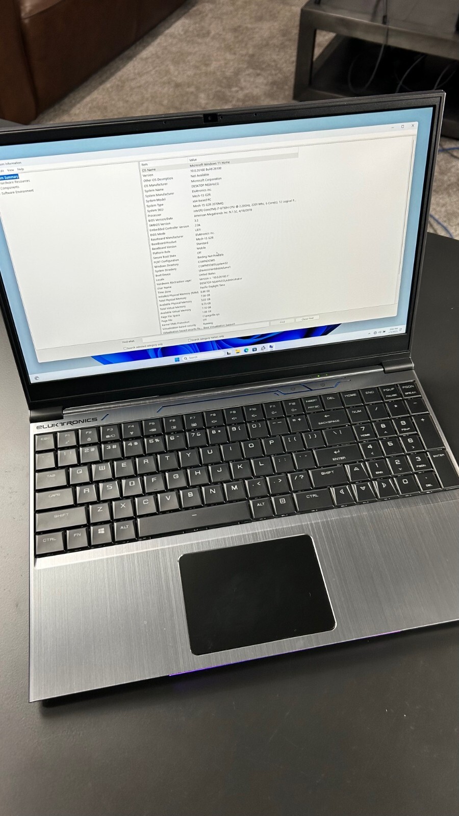 Eluktronics MECH 15 G1Rx gaming laptop. i7 8750H RTX 2070 Max-Q, FHD 144Hz W 11