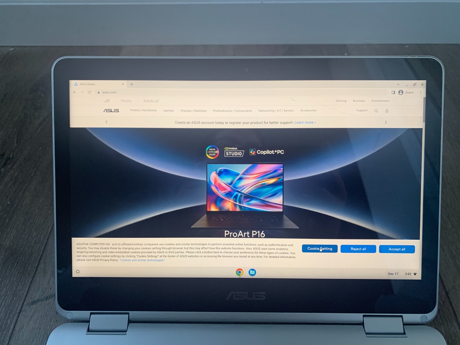 Asus Chromebook Flip C302C 12.5″ Intel Core M3-6Y30 4GB RAM 64GB eMMC
