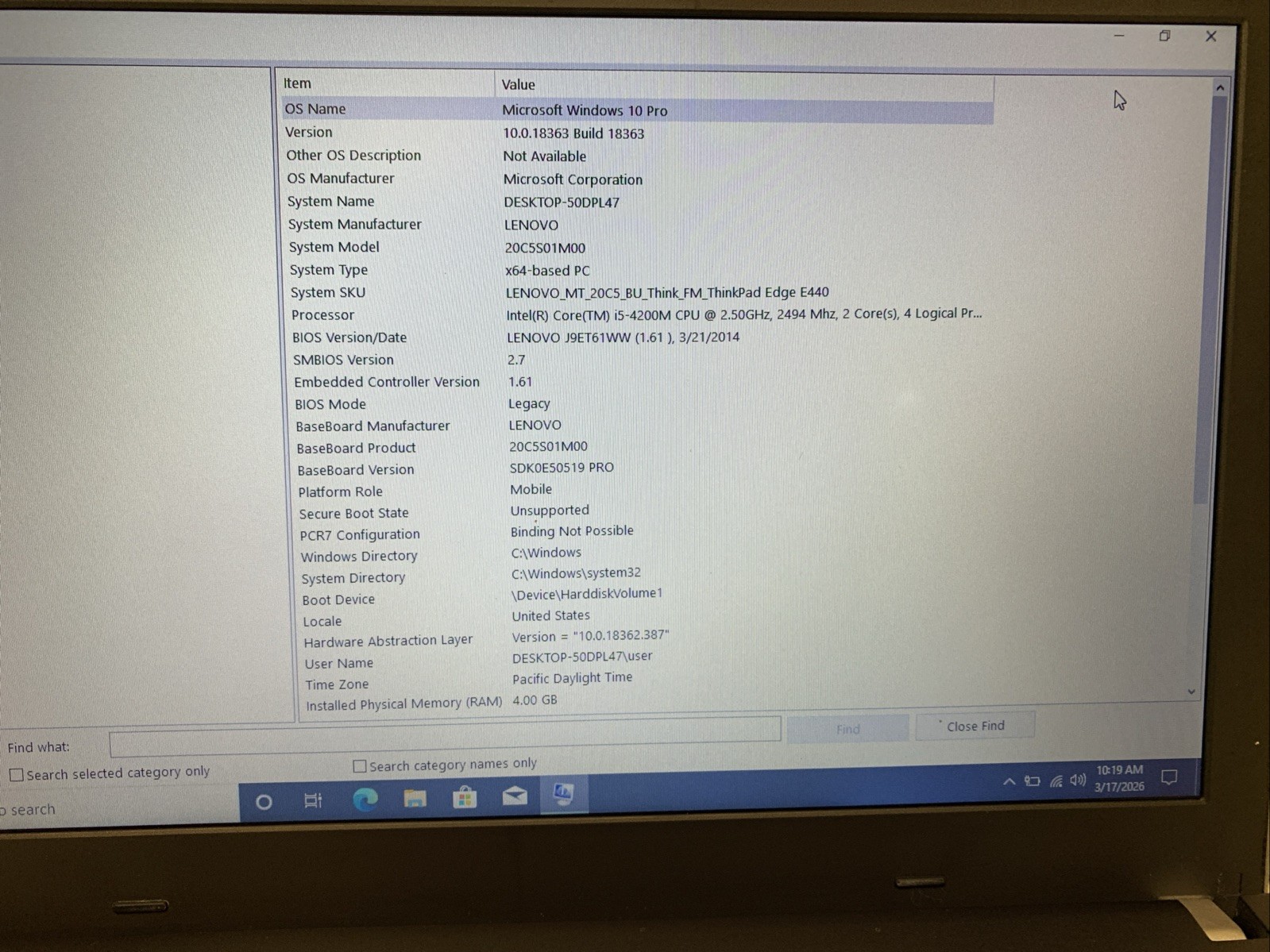 Lenovo ThinkPad E440 Laptop Intel i5-4200M 2.5GHz 8GB RAM 500gb Hdd Windows 10 P