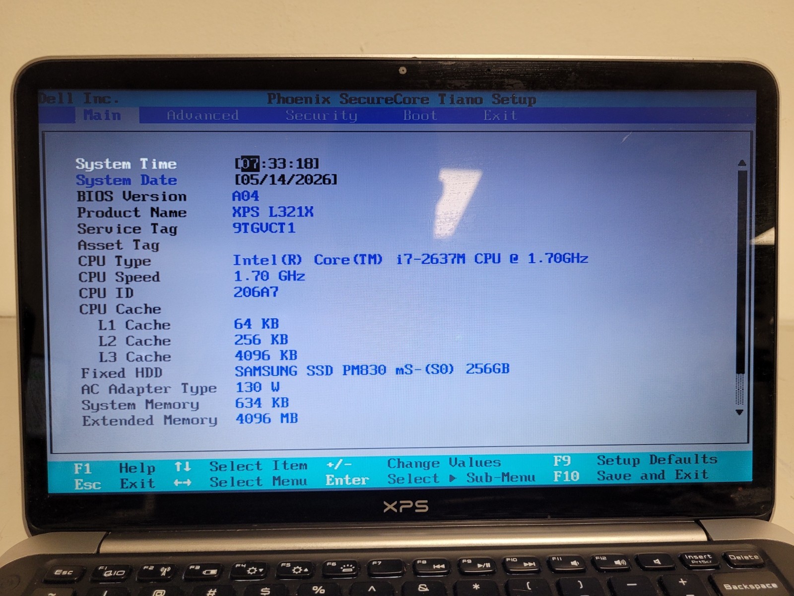 Dell xps L321x 13″ i7-2637m 1.7gh 4gb onboard ram 256gb ssd w11p charger 9TGVCT1