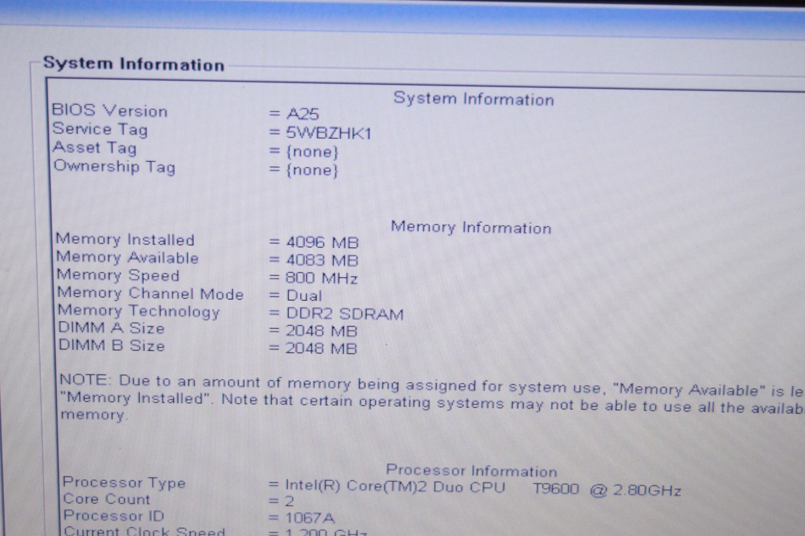 Dell Latitude E6500 Core 2 Duo P8600 2.8GHz 4GB RAM NO HDD For Repair READ