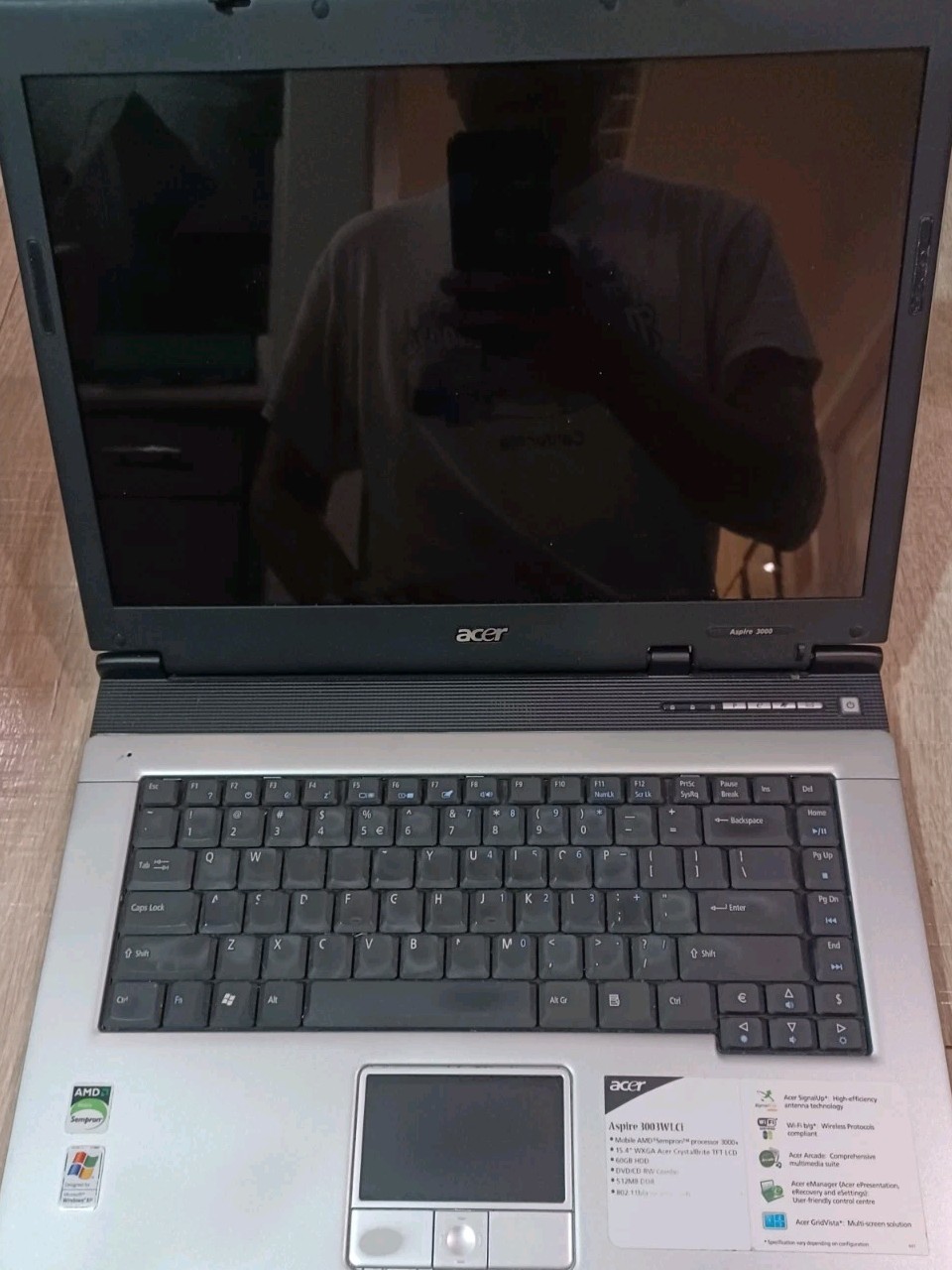 Acer Aspire 3004WLCi AMD Mobile Sempron 3100+ 1800MHz 447 MB – Works!-