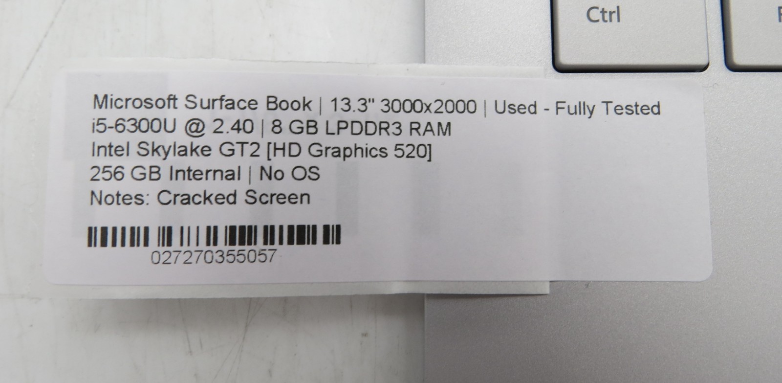 Microsoft Surface Book 13″ i5-6300U @ 2.4 GHz 8GB RAM 256GB Internal No OS *READ