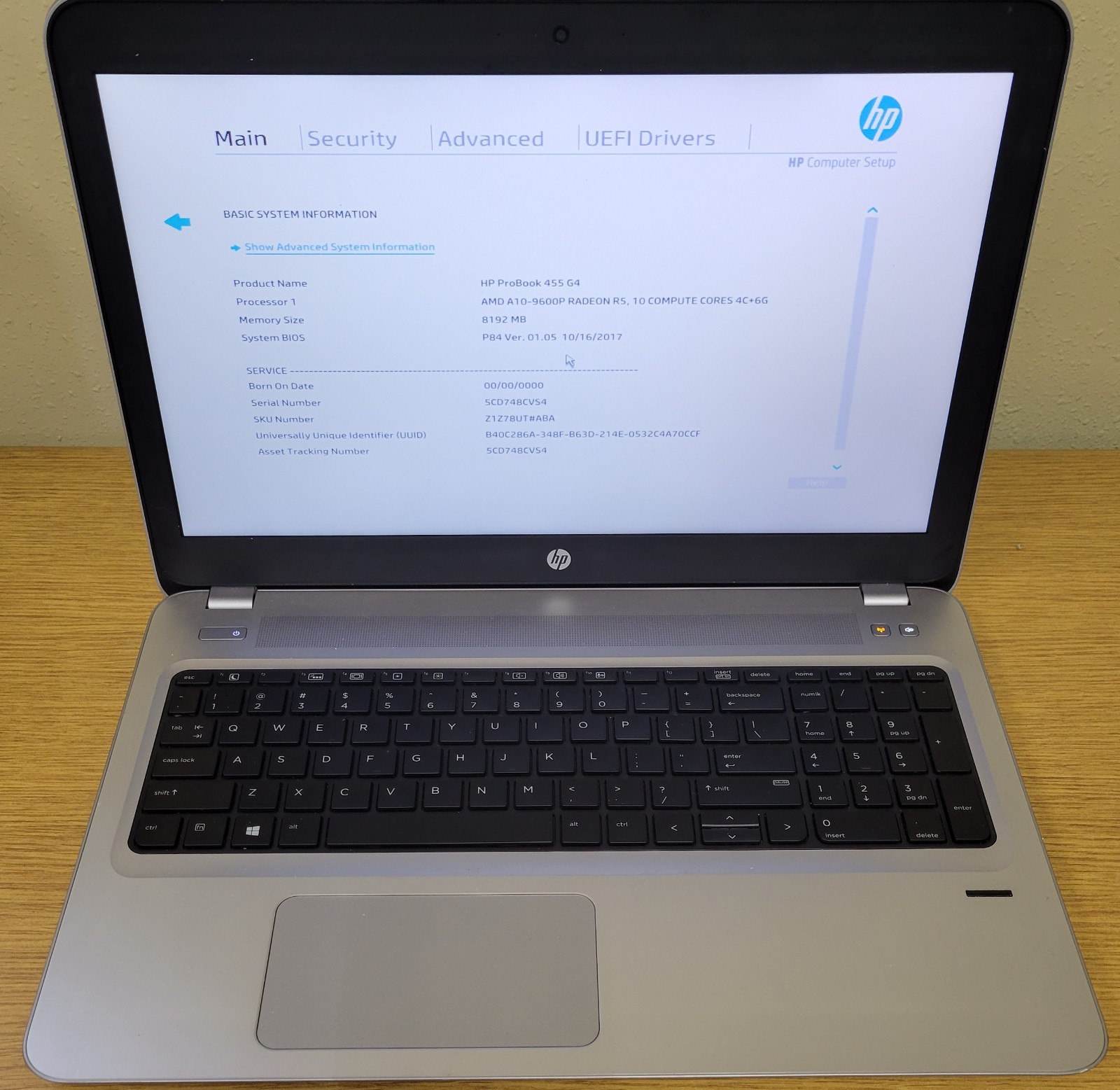 HP ProBook 455 G4 AMD A10-9600P 2.40GHz 8GB DDR4 Radeon R5/R6/R7 No OS/SSD/HDD