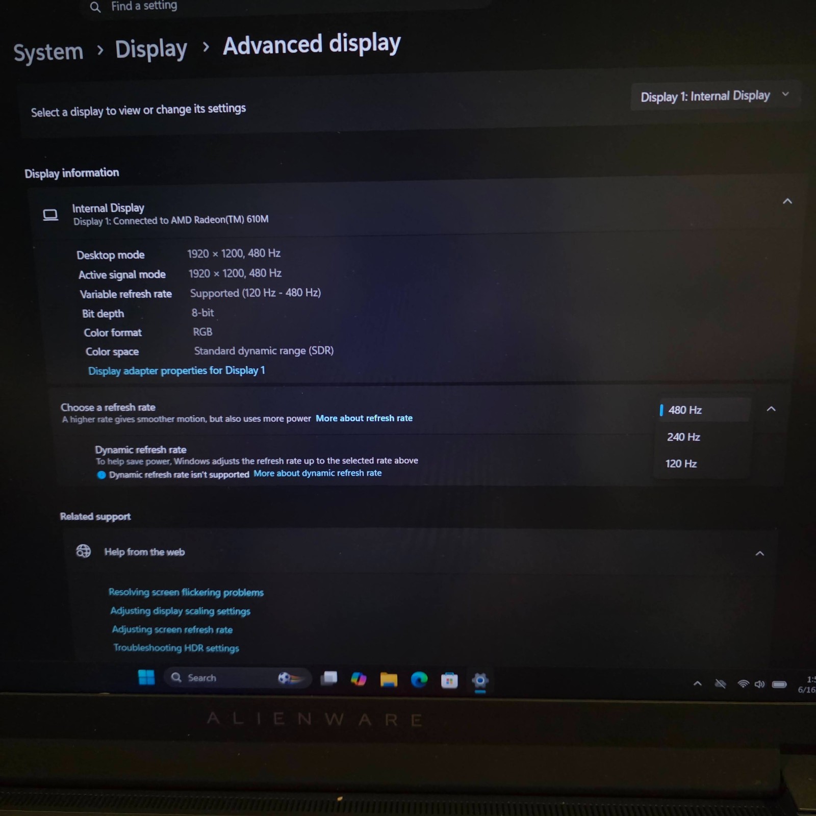 Alienware M18 R1 18″ 480Hz FHD+ RYZEN 9 7945HX 32GB 1TB SSD RX 7900M 16G DDR6