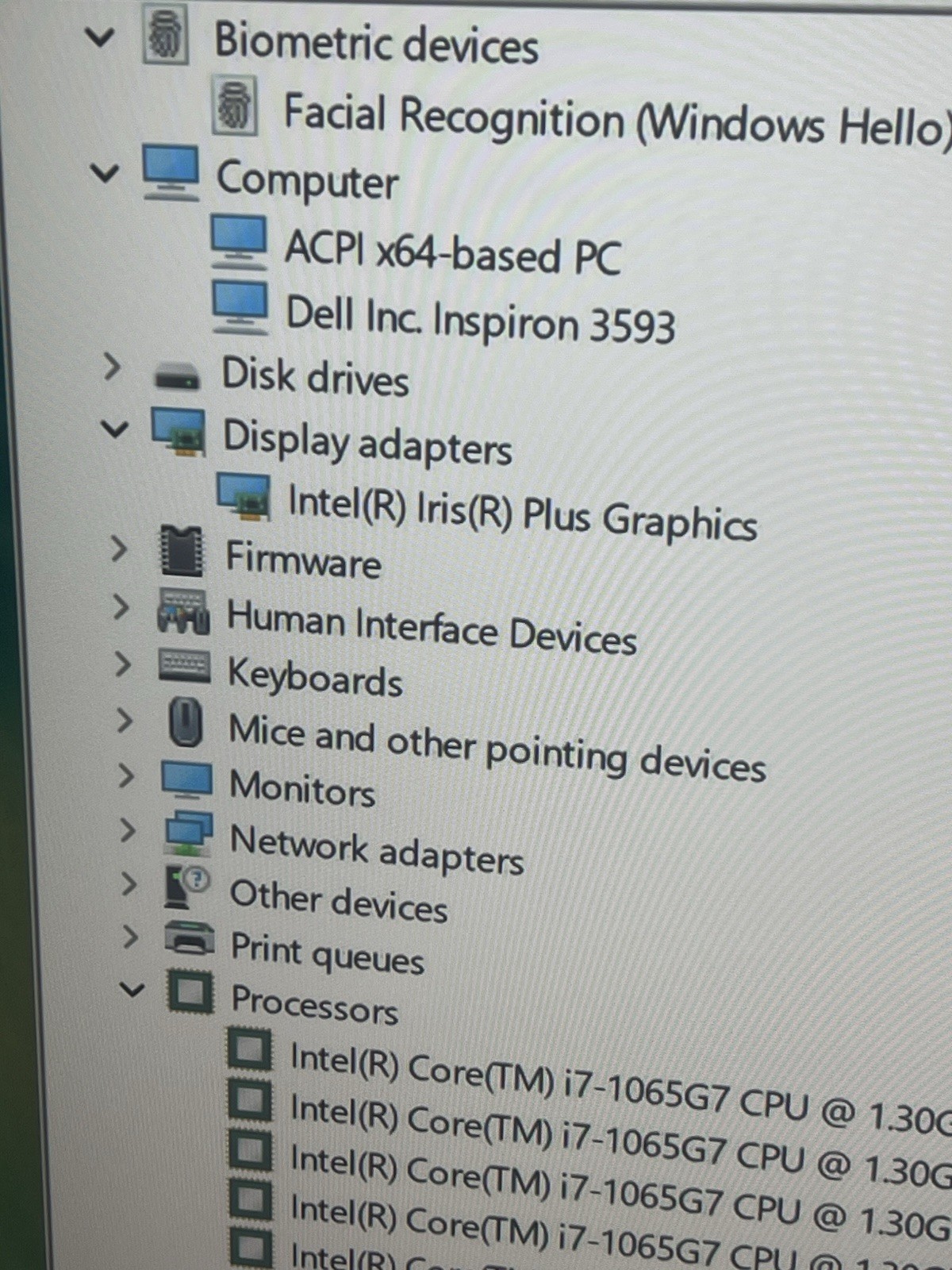 Dell Inspiron 15 3000 Model 3593 Intel Iris Plus Graphics i7-1065G7 Working Read