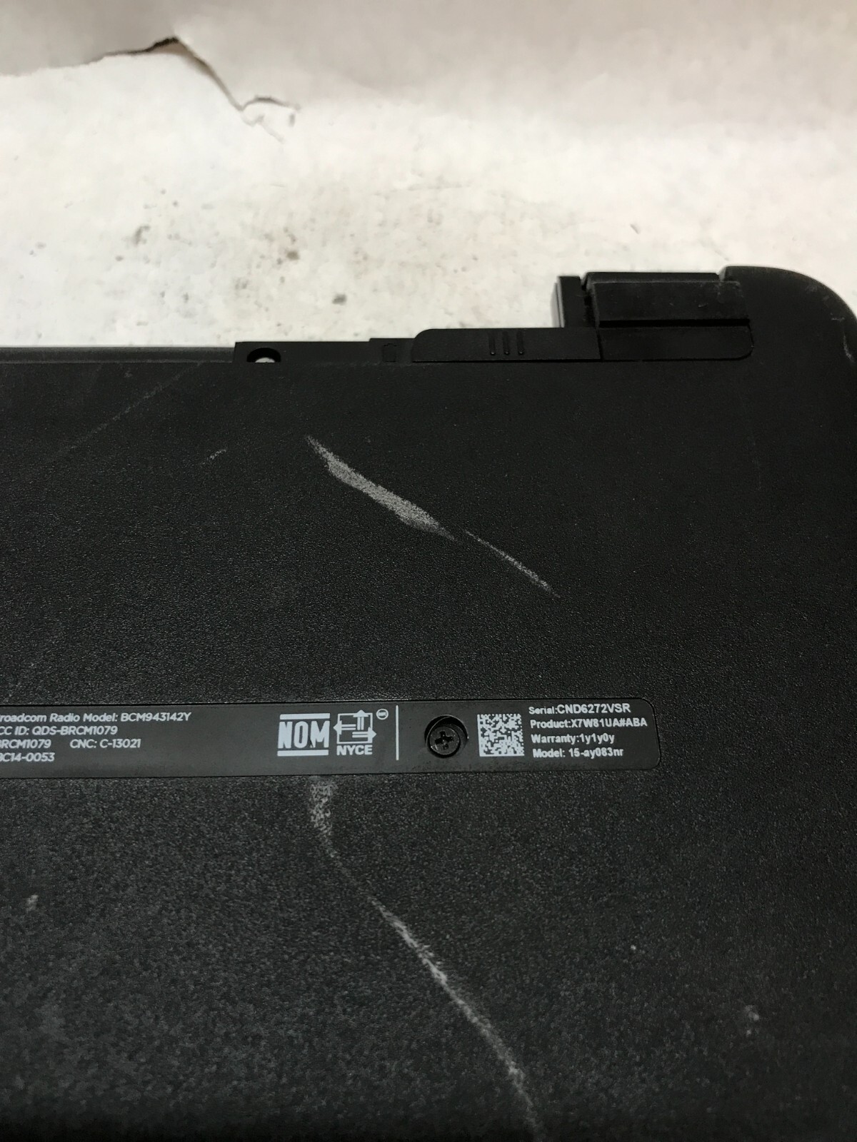 HP 15-ay083nr 15″ Laptop Intel Core i3 NO RAM NO HDD/OS For Parts POWER DEAD -DW