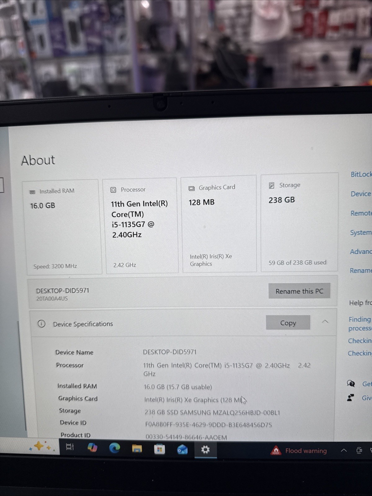 Lenovo Laptop 15.6” Intel Core i5-1135G7 16GB RAM 256GB SSD Windows 10 Pro Touch