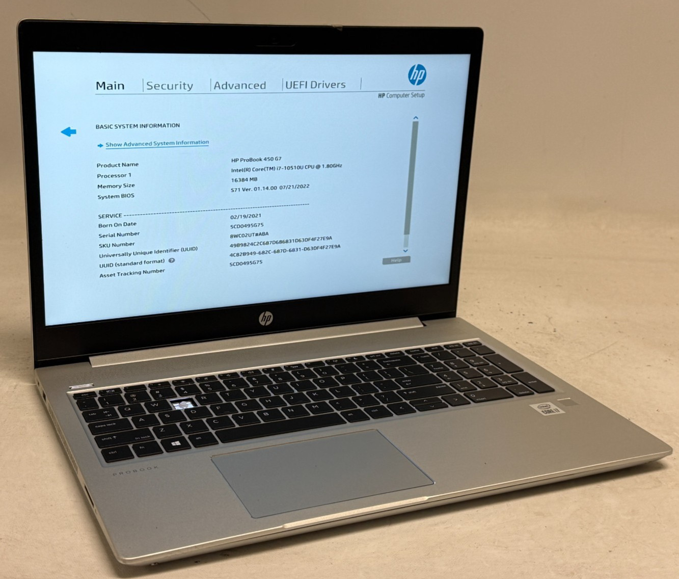 HP ProBook 450 G7 15.6″ (i7-10510u – 16GB RAM – 256GB SSD – Win11Home)