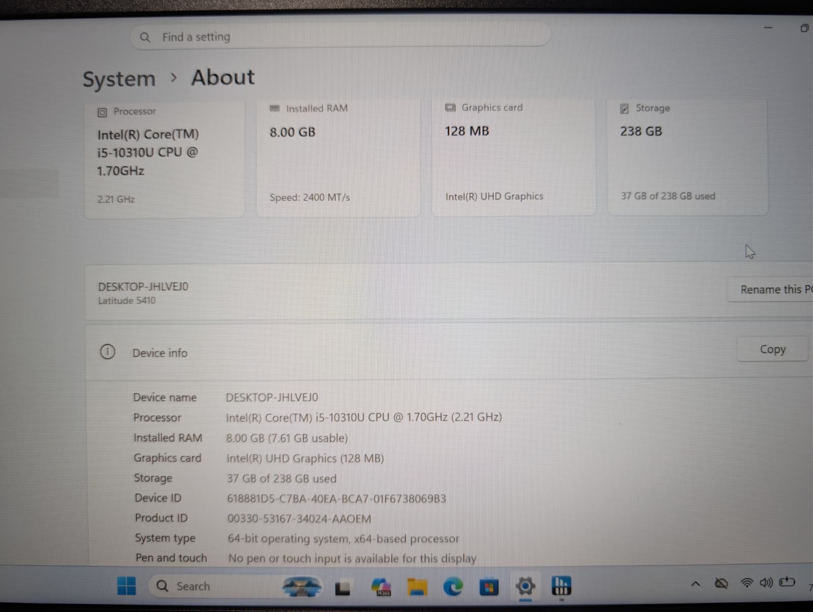 Dell Latitude 5410 | i5 10th Gen 8GB RAM 256GB NVMe SSD | FHD Backlit Win 11 Pro