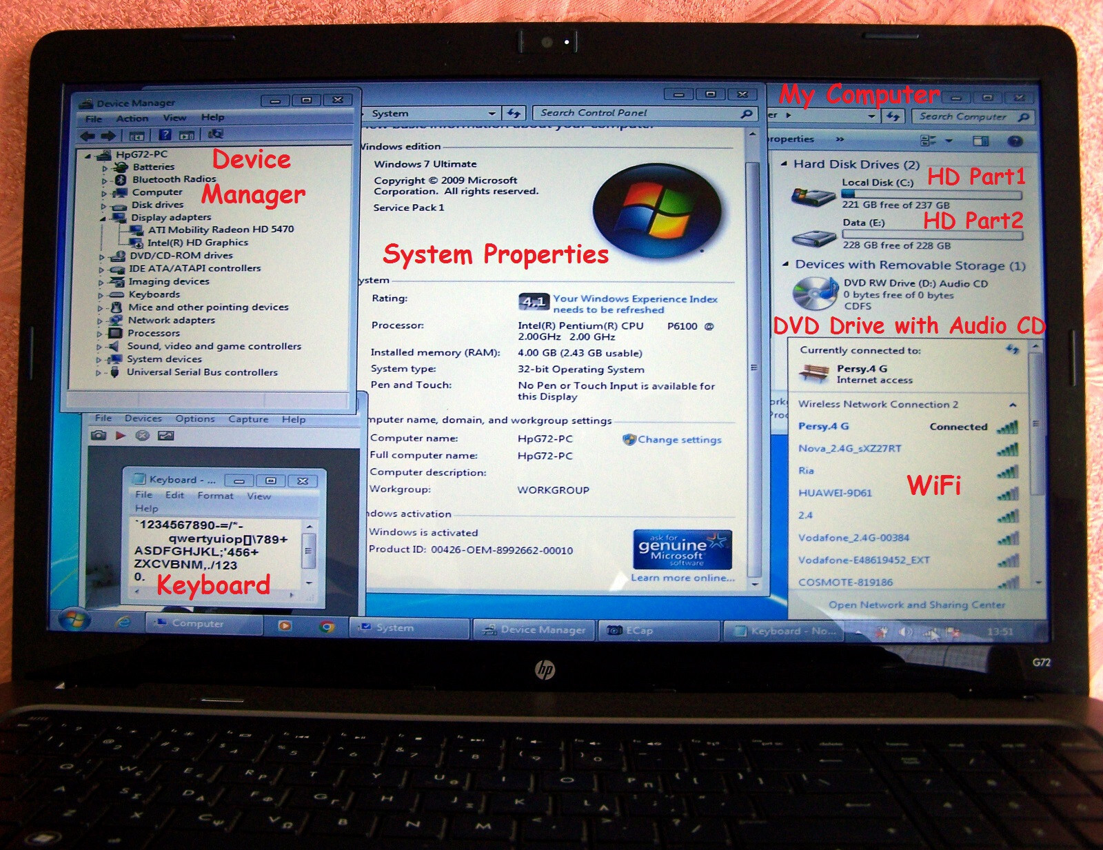 HP G72-b10sv 17.3” Intel P6100 2.00GHz HDMI ATI Radeon HD 5470 TOP CONDITION