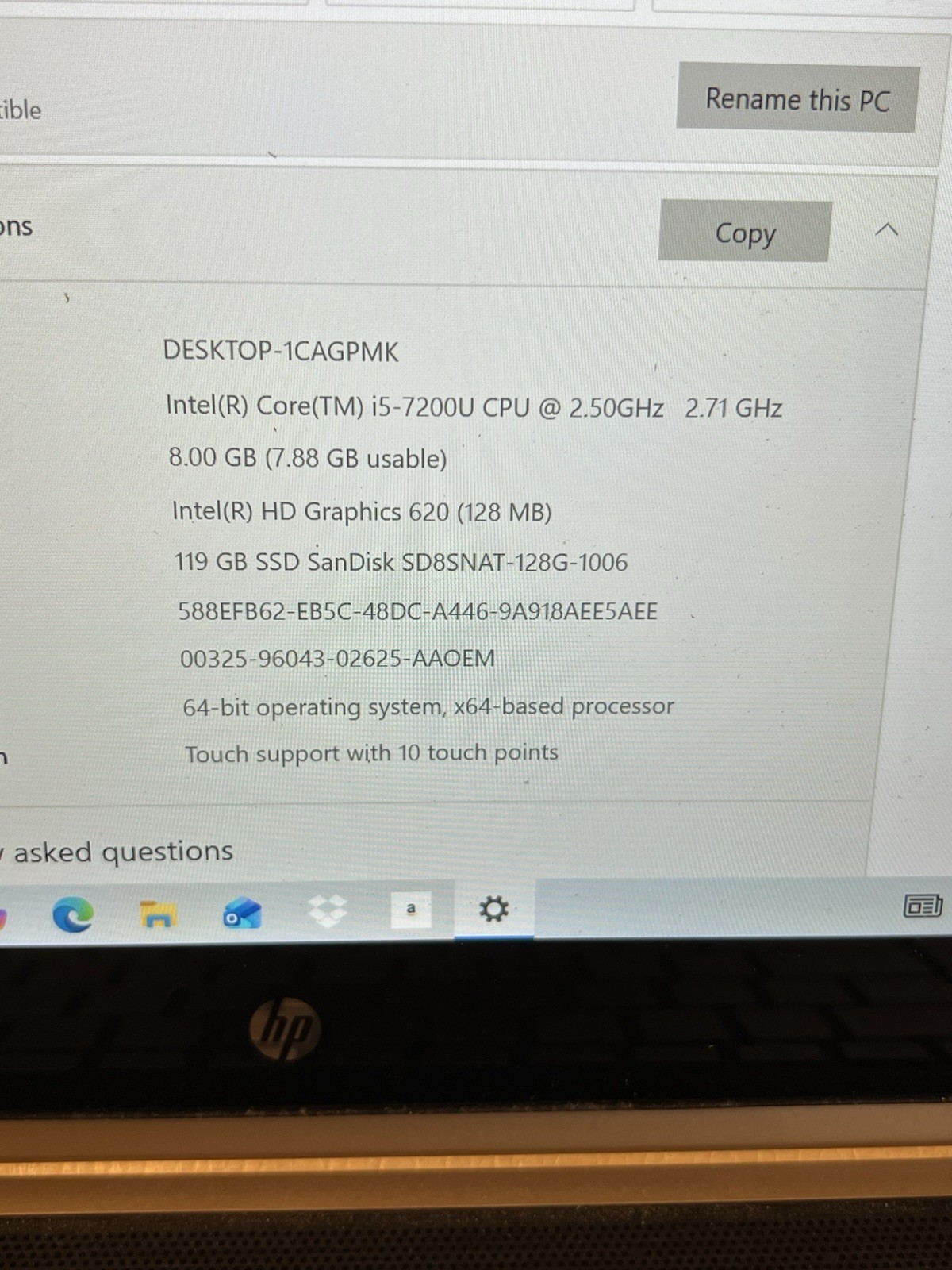 HP Pavilion x360 15-ER0225OD 15.6″ i5-1135G7 2.4GHz 8GB RAM 128GB SSD