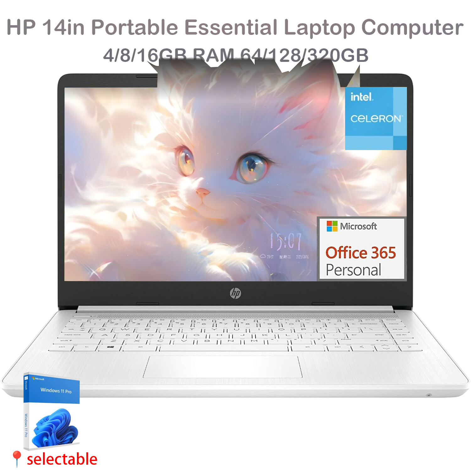 HP Essential Laptop 14″HD Intel Celeron N4120 UpTo 16GB RAM 320GB SSD+win 11 pro