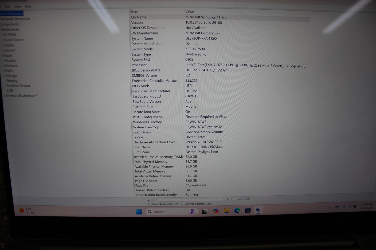 Dell XPS 15 7590 I7-9750H 1TB NvME 32GB DDR4 Win11Pro