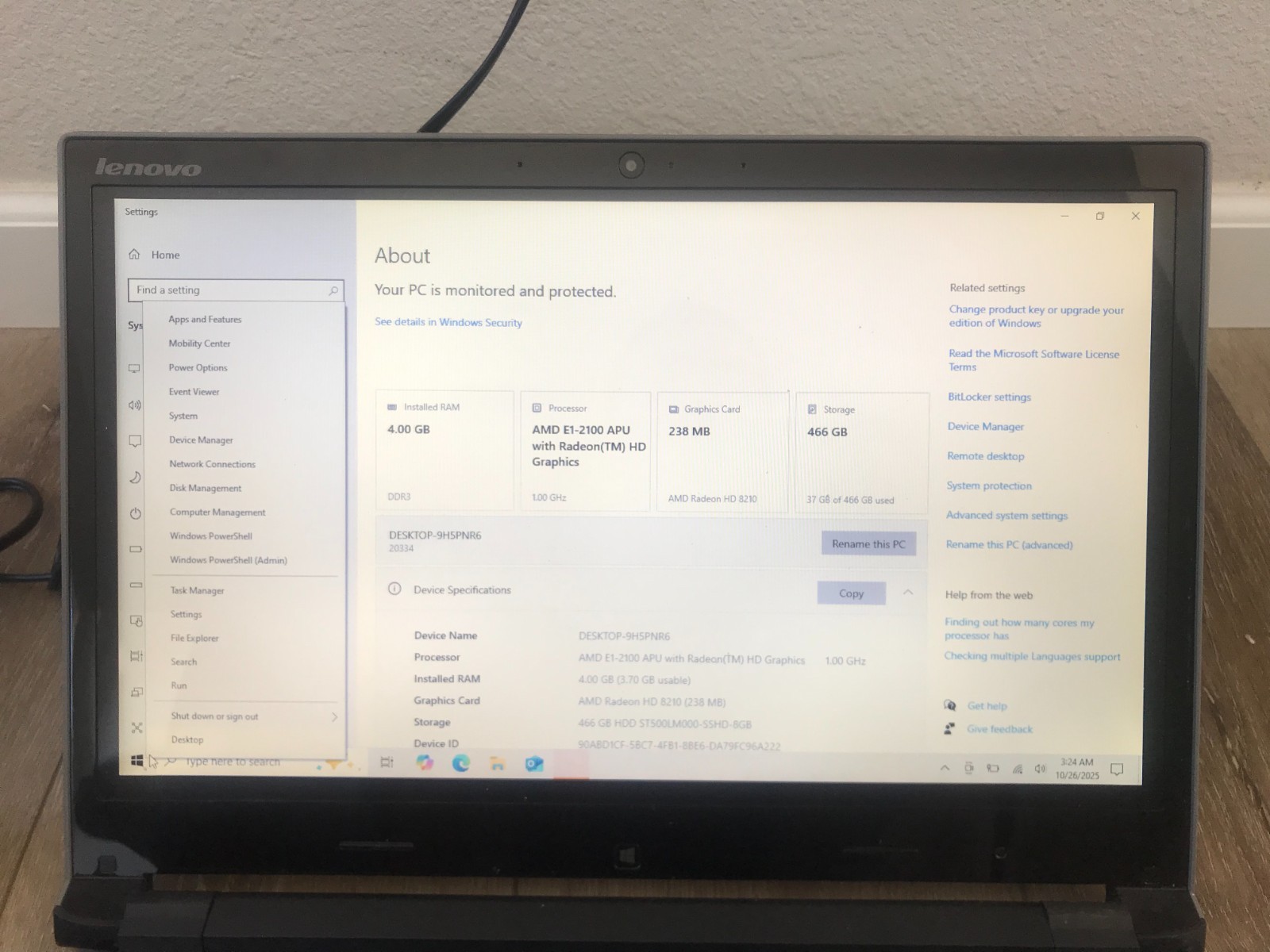 Lenovo IdeaPad Flex 15D 15.6″ AMD E1-2100 AUP 1.00 GHz 4GB 500GB SATA HDD Win 10