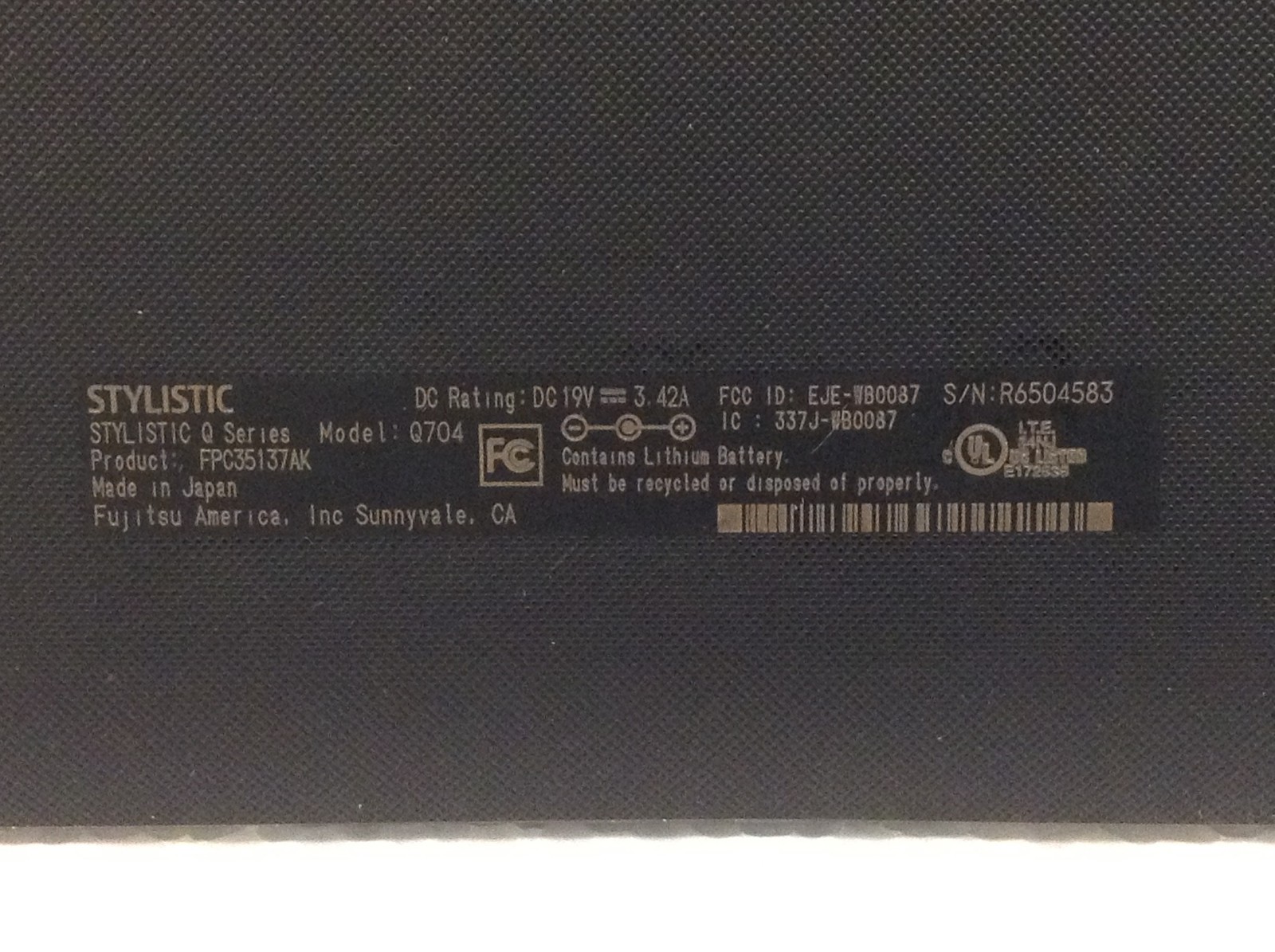Fujitsu Stylistic Q704 i7-4600U 2.10GHz 12.5″ Touch Tablet 8GB, No SSD FREE SHIP