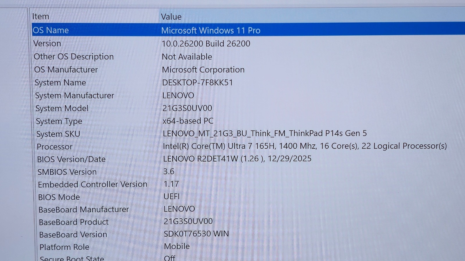Lenovo ThinkPad P14S Gen 5 Intel Ultra 7 165H 56GB RAM 1TB SSD Ark Pro Touch