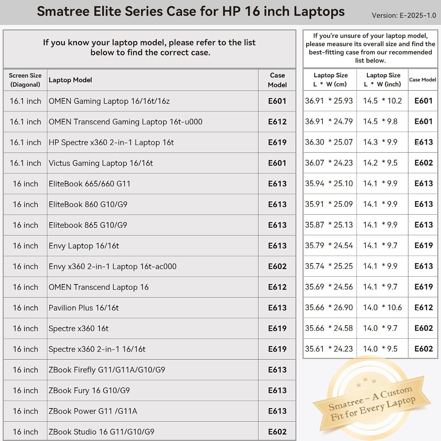 16 inch Laptop Sleeve for HP EliteBook 865/860 G11/G10/G9 & Envy 16 Notebook PC