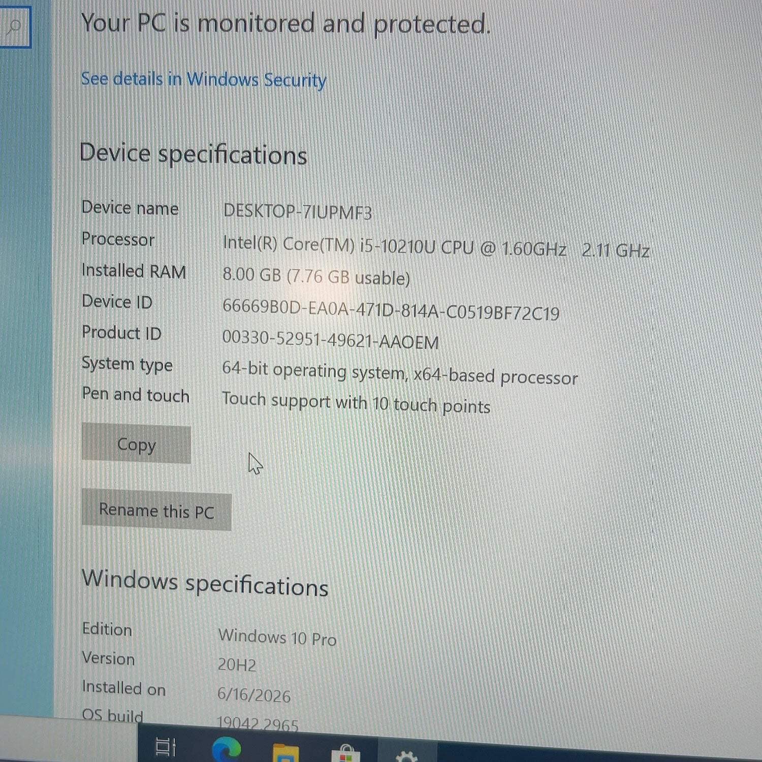 Lenovo ThinkPad X1 Carbon Gen 7 14″ i5-10210U 1.6GHz 8GB RAM 256GB SSD