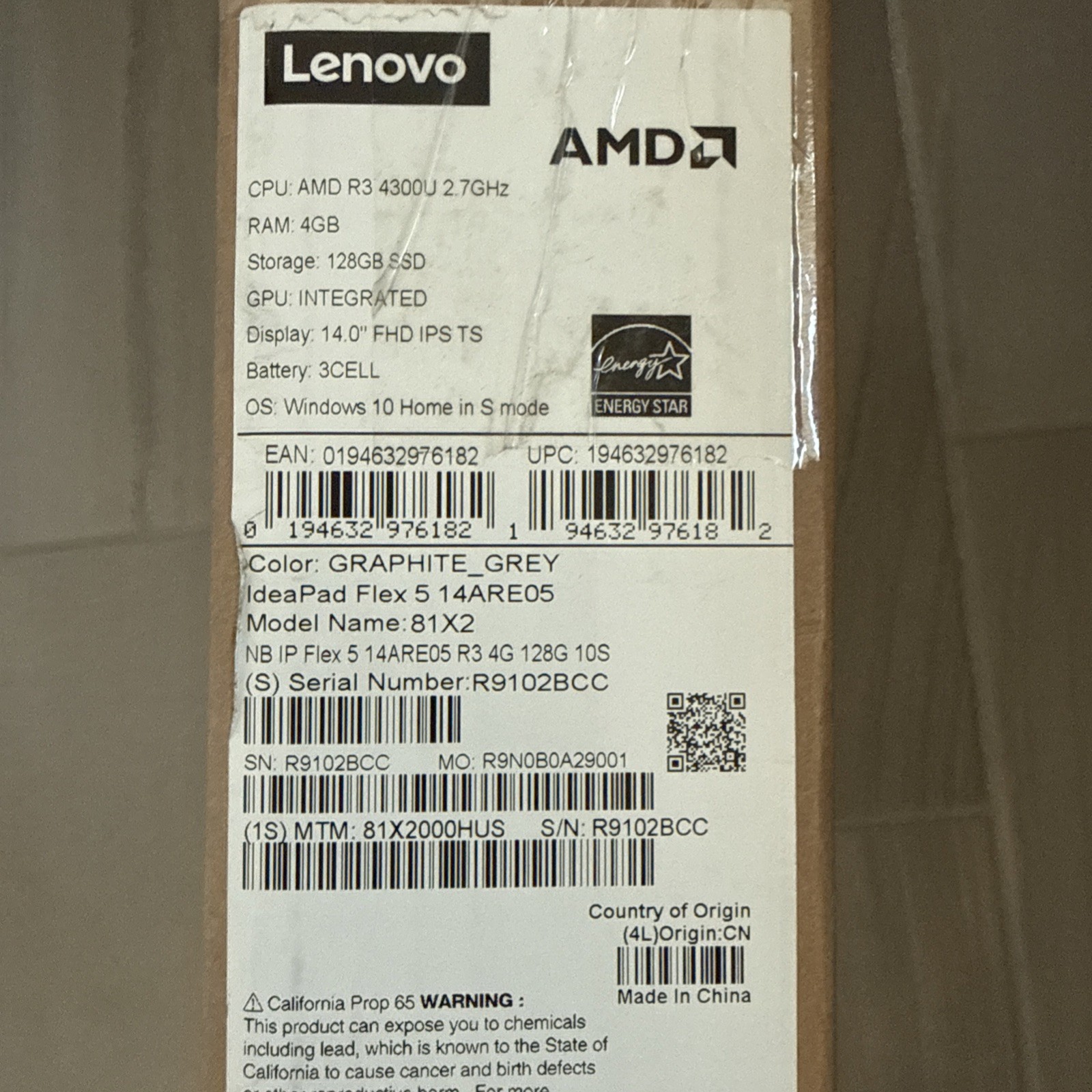 Lenovo IdeaPad Flex 5 14″ FHD Touch AMD Ryzen 3 4300U 2.7GHz 128GB SSD 4GB RAM