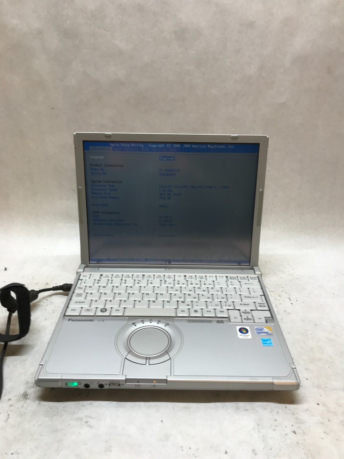 Panasonic ToughBook CF-T8 12.1″ Core 2 Duo U9300 1.2GHz 3GB RAM NO HDD/OS – -DW