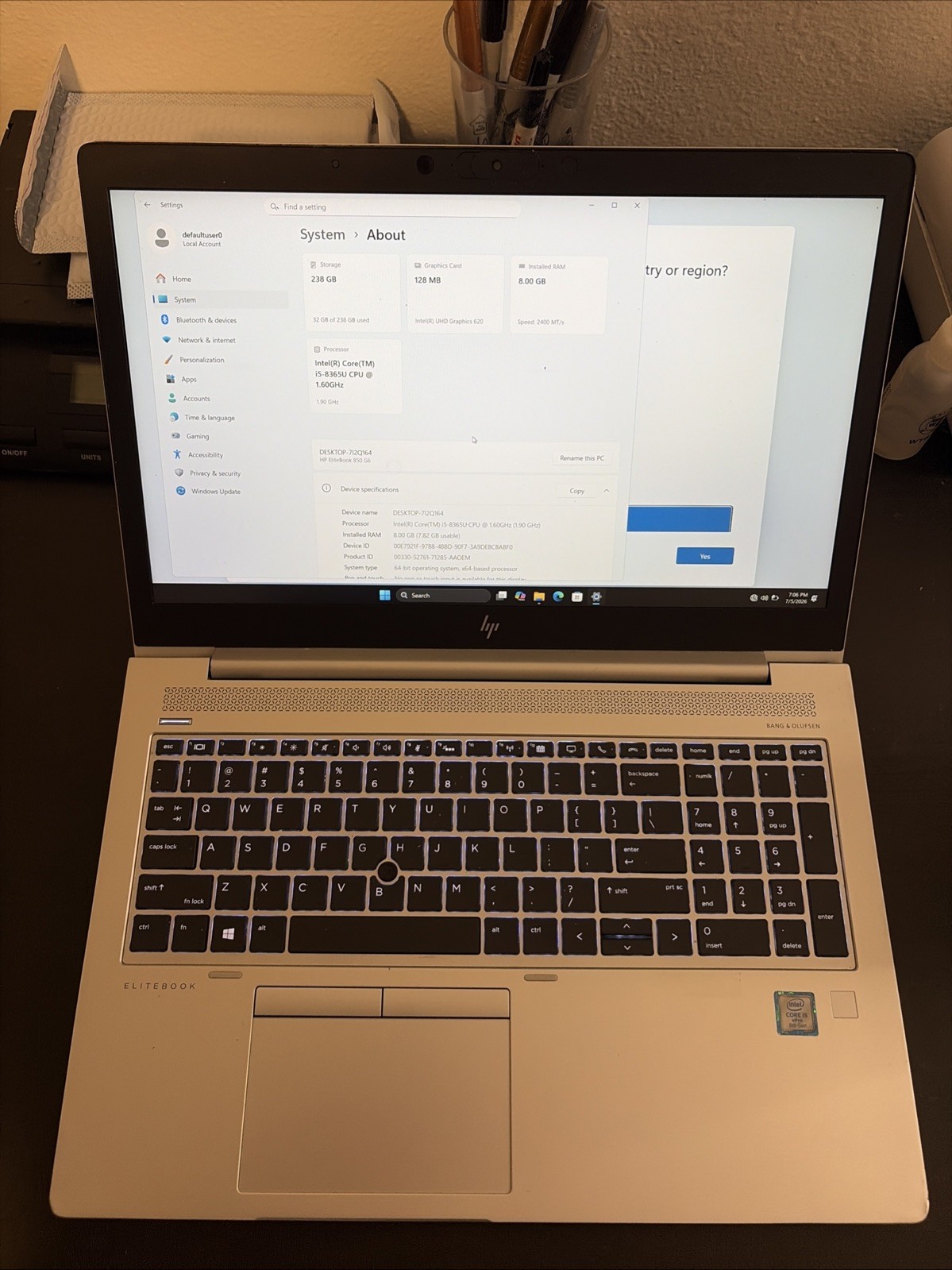 HP EliteBook 850 G6 15.6″ | i5-8365U 1.60GHz | 8GB RAM | 250GB SSD | Win 11 Pro