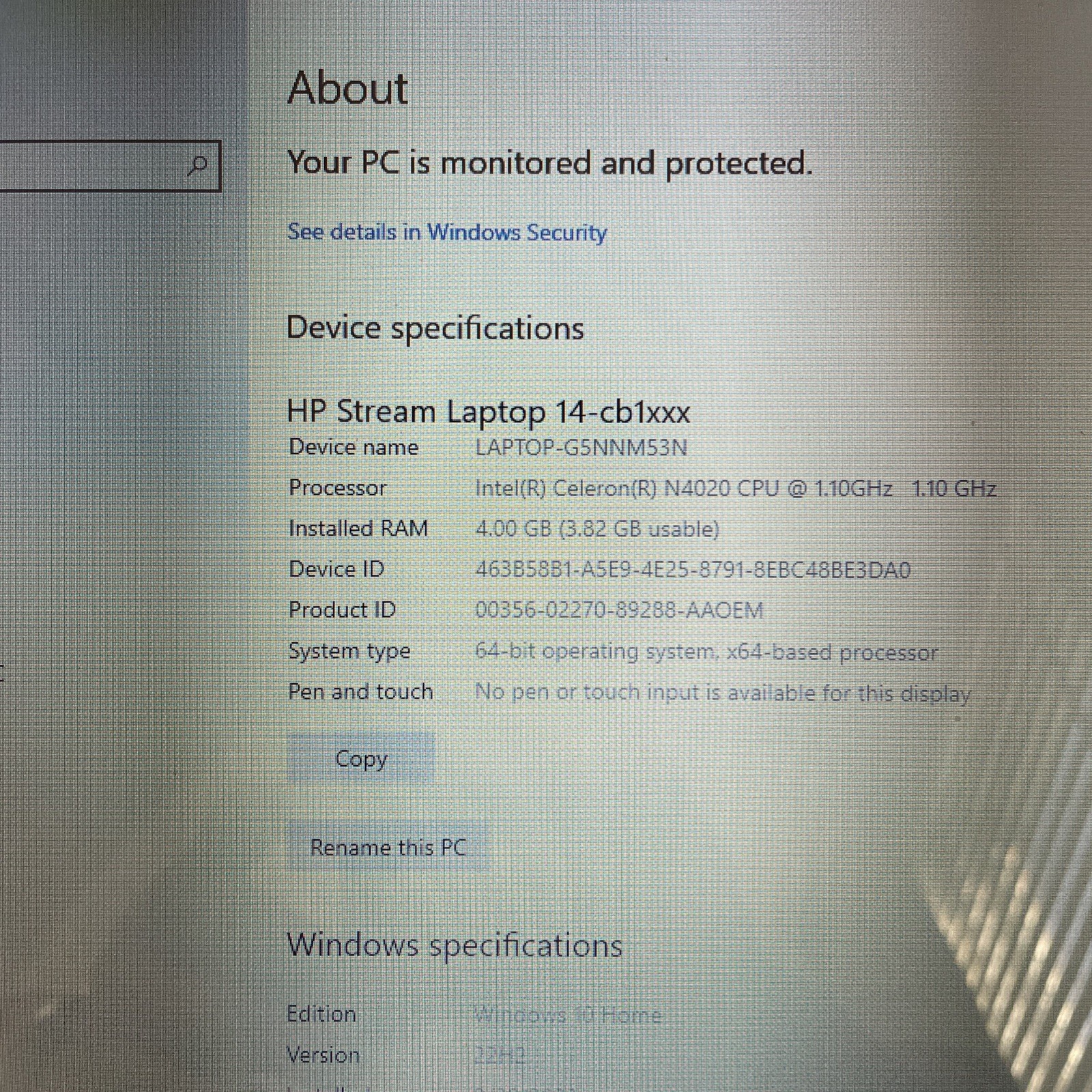 HP Stream 14″ Laptop Intel Celeron N4020 4GB RAM 64-bit Fresh Windows 10 Home