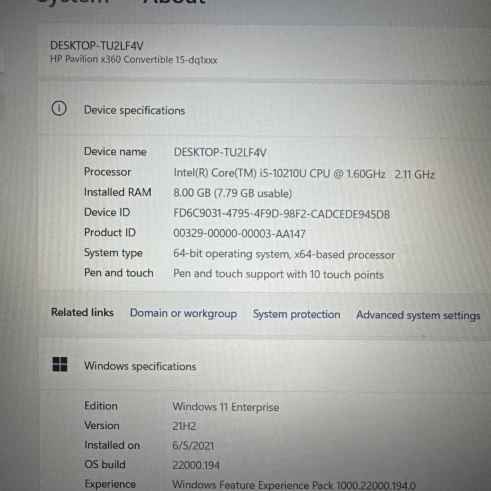 HP Pavilion x360 2-in-1 14″ FHD Touch Screen I5-10210U 500GB 8GB “CHIP” Win 11
