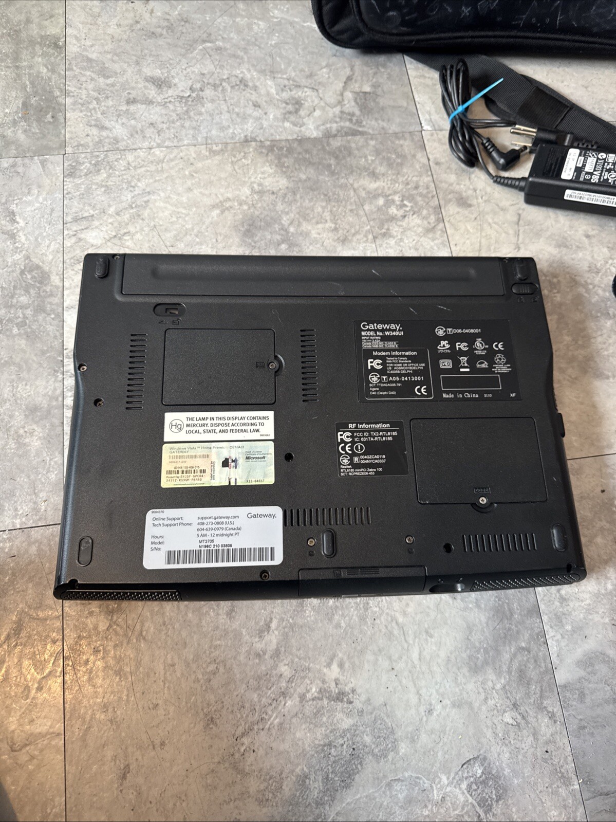 Gateway W340UI 14″ Laptop • Pentium Dual-Core 1.6GHZ 2.0G RAM No Os