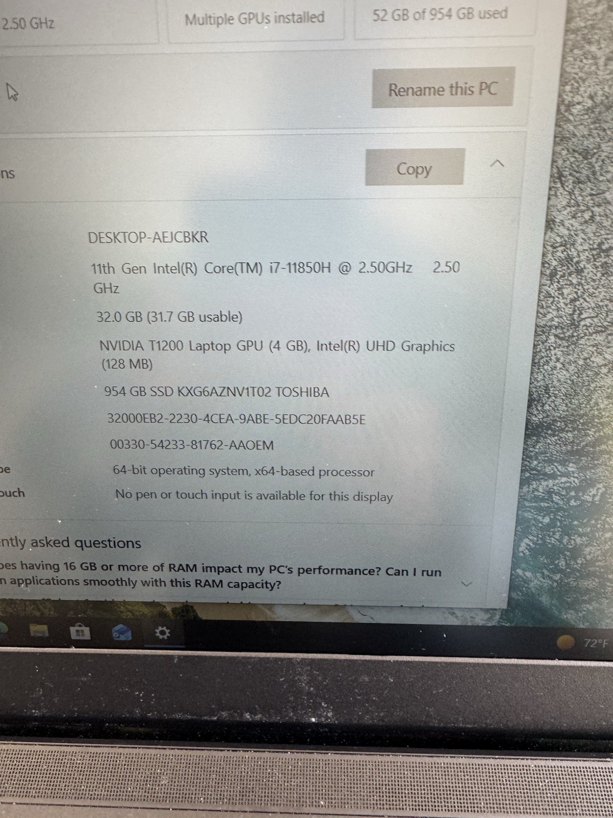 Lenovo ThinkPad P15v Gen 2i 15.6″ i7-11850H 32GB 1TB SSD NVIDIA T1200 Win10 Pro