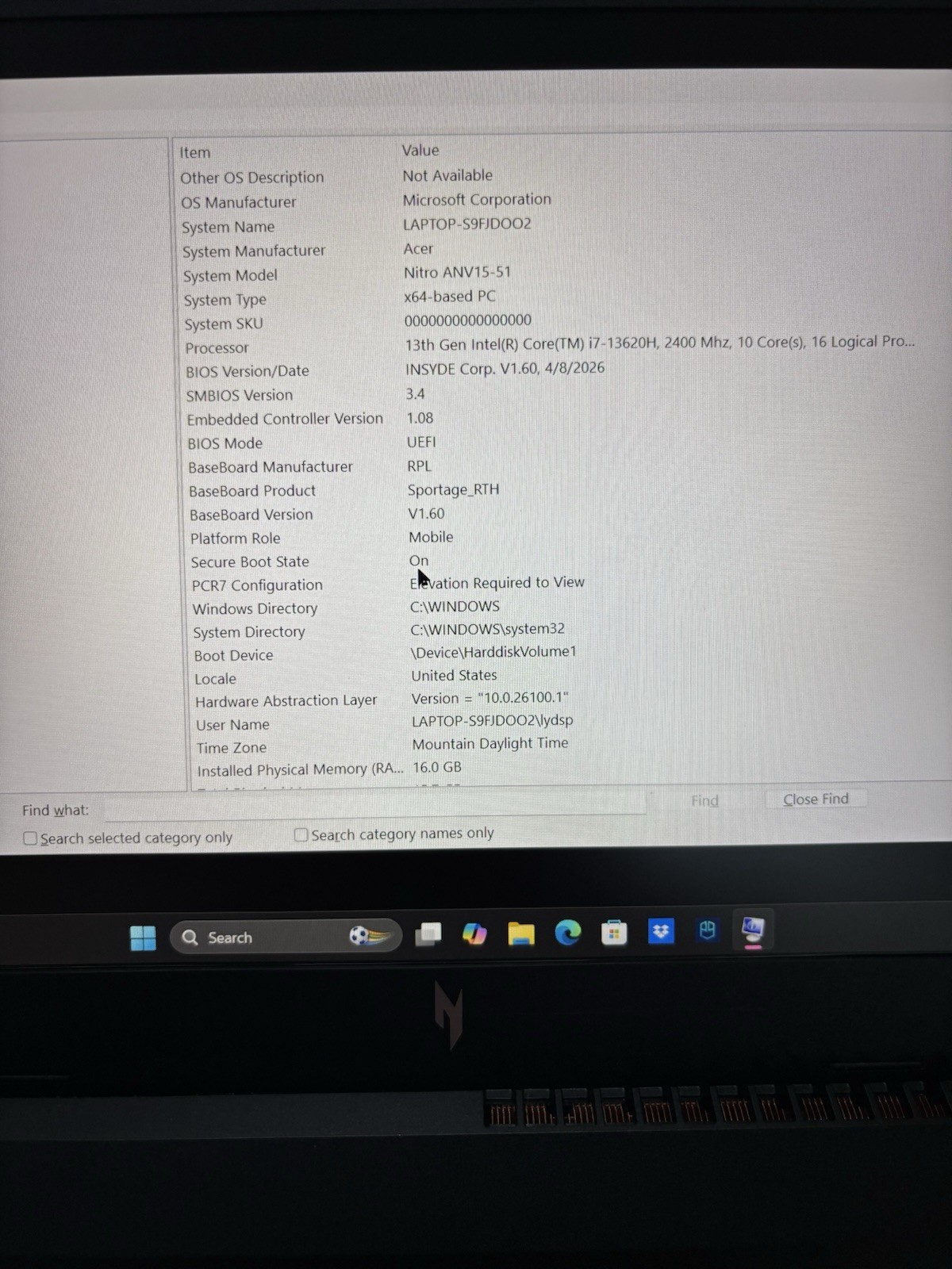 Acer V15 Gaming Laptop All Black 16GB RAM 512GB SSD i7 RTX 4060
