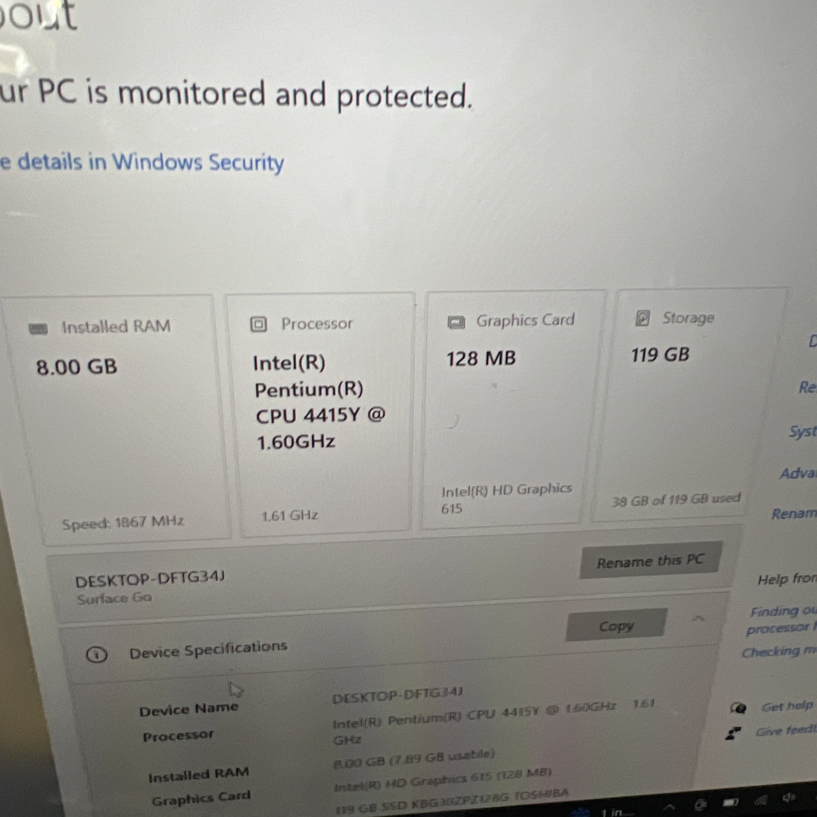 Microsoft Surface Go 1824 128GB, 8GB RAM, Intel Keyboard Stylus Windows 10 pro