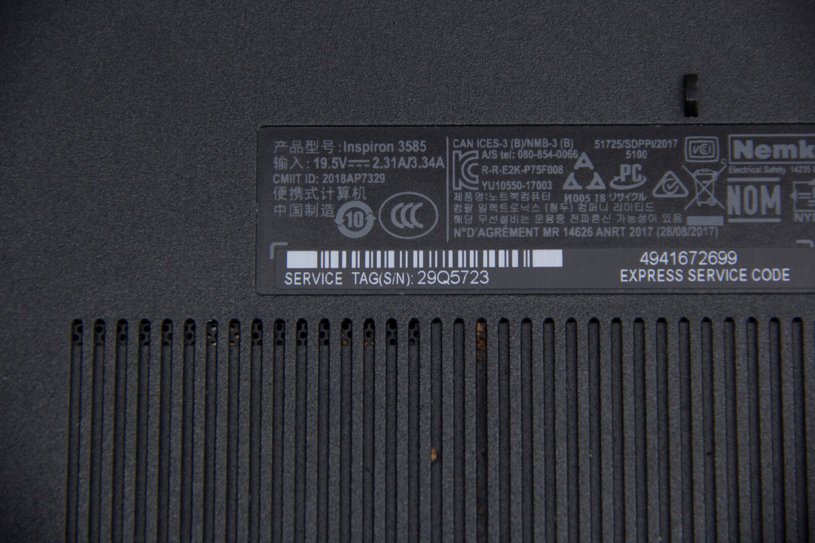 Dell Inspiron 3585 15″ Laptop, Ryzen 3, NO RAM, NO SSD/OS, AS IS FOR PARTS