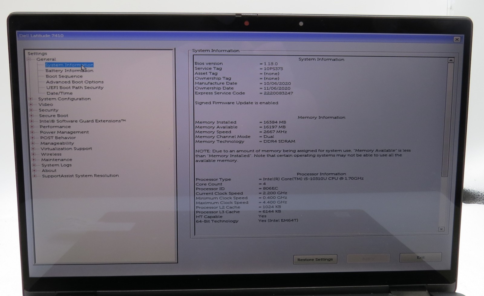 Dell Latitude 7410 Touch _ i5-10310U @ 1.7 _ 16GB RAM _ 512GB SSD _ W11P