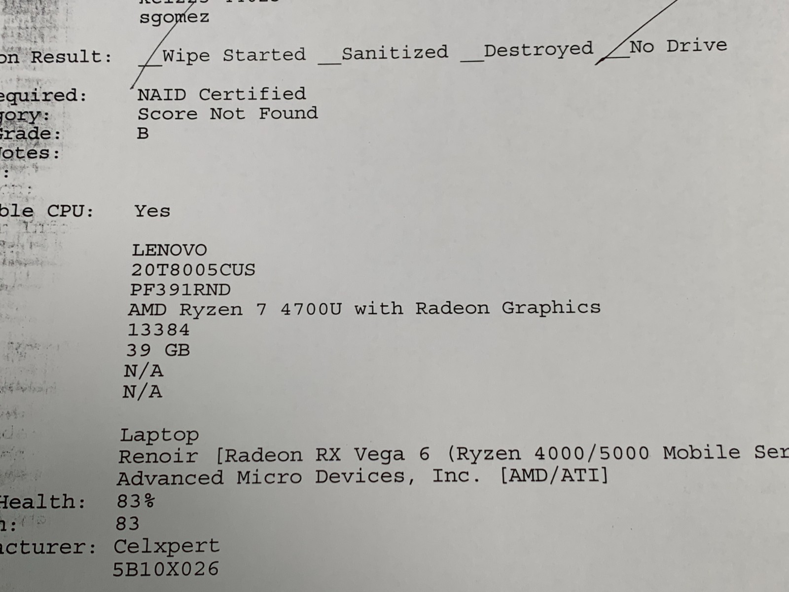 Lenovo ThinkPad E15 Gen 2 Ryzen 7 4700U 39GB RAM NO Drive/OS Used Please Read
