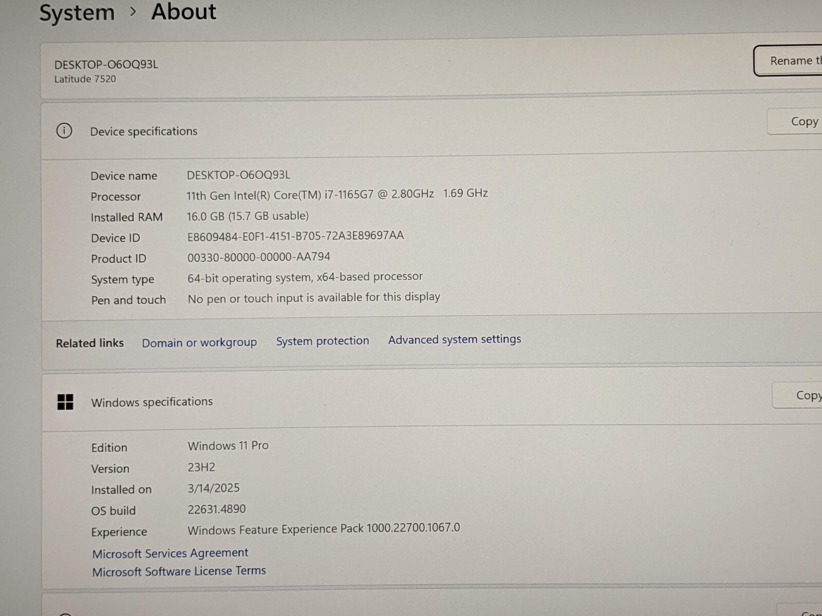 Dell Latitude 7520 15.6″UHD i7-1165G7 2.8GHz 16GB 512GB SSD WRTY-10/2026 +PowAd